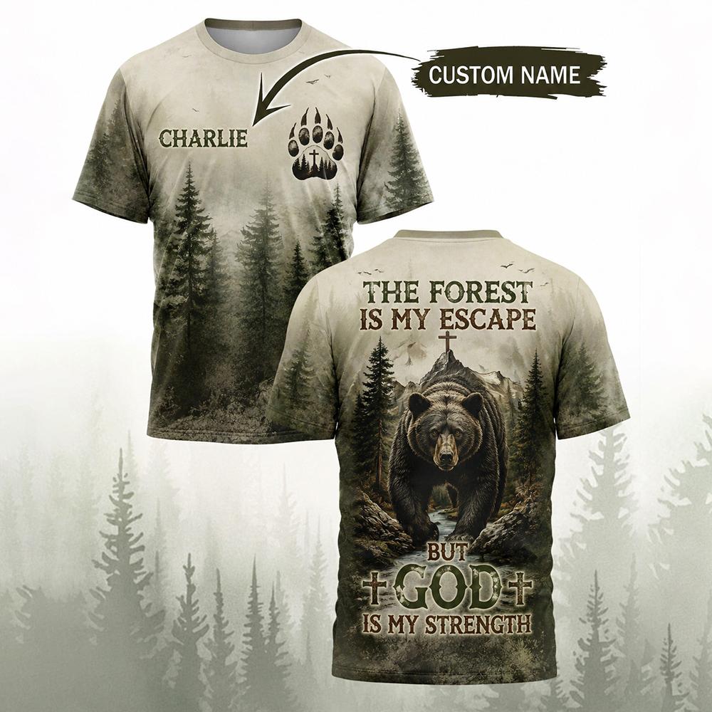 Men Vintage Forest Bear Print  - огляд і ціна Hunting And Camping In Forest