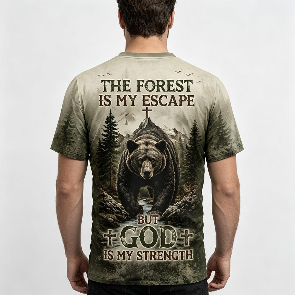 Men Vintage Forest Bear Print  - огляд і ціна Hunting And Camping In Forest