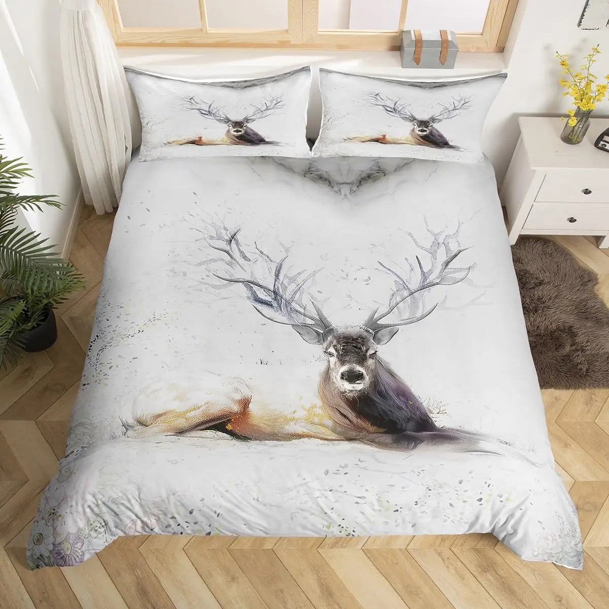 Deer Elk Duvet Cover Farm Deer - огляд і ціна Hunting And Camping In Forest