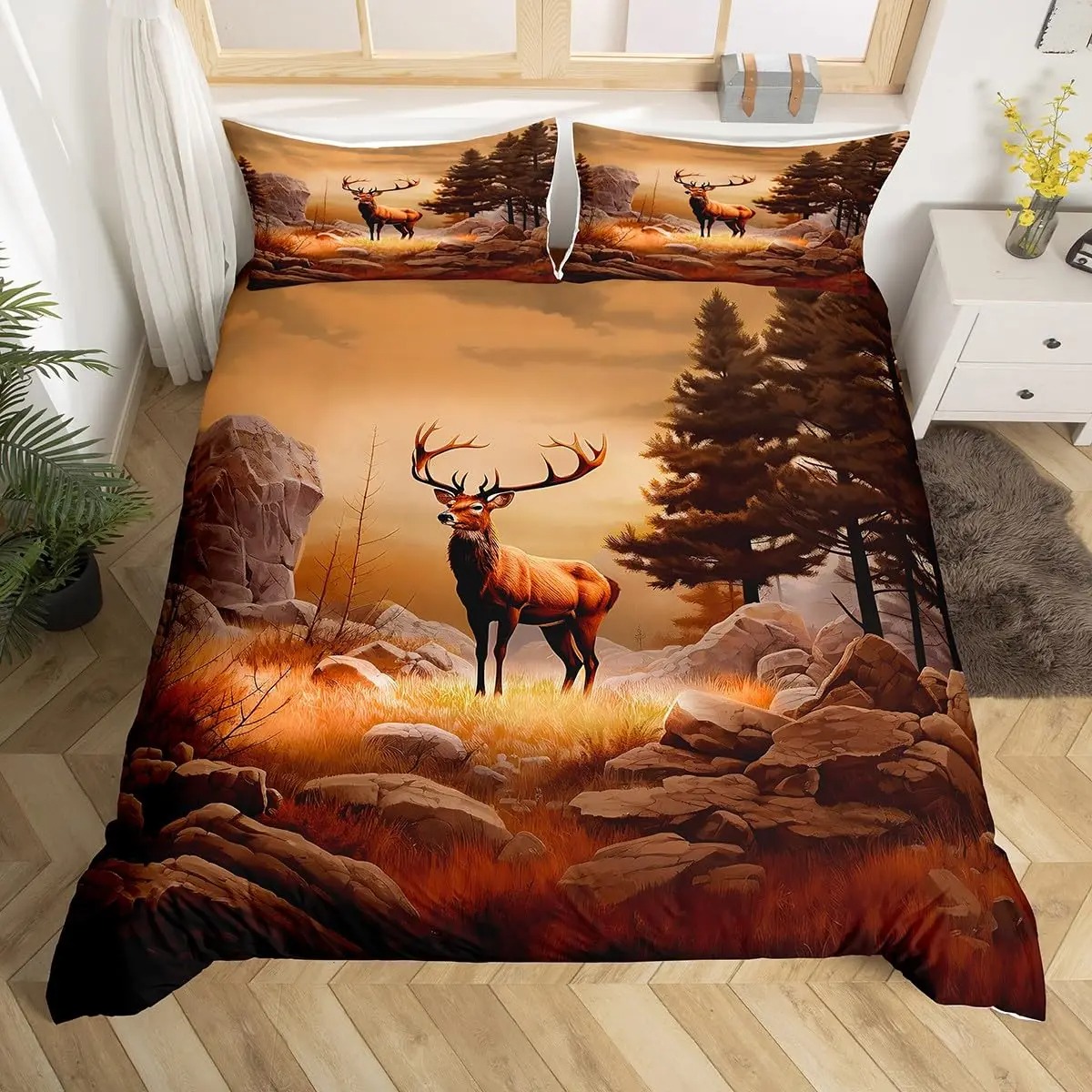 Deer Elk Duvet Cover Farm Deer - огляд і ціна Hunting And Camping In Forest