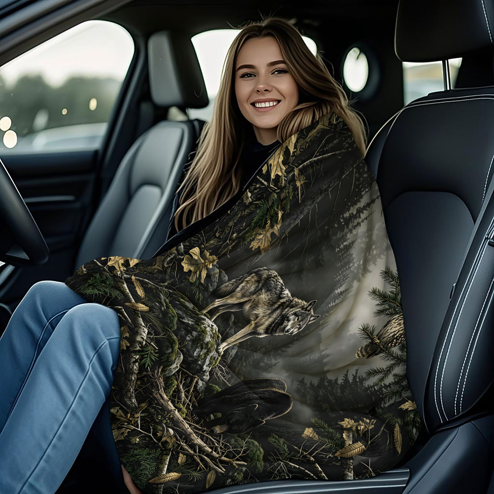 Forest Wolf Bear Owl Flannel B - огляд і ціна Hunting And Camping In Forest
